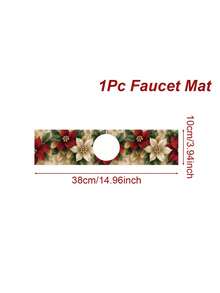 1Pc Christmas Sink Faucet Absorbent Pad,Merry Christmas Dish Drying Mat Including Snowflake,Red White Floral,Gingerbread Man And Christmas Tree Style,10*38/14*60cm Durable And Absorbent Sink Surround Cover,Bathroom And Kitchen Faucet Mat,Christmas Decorations For Home,Xmas Party Decor,Christmas Party Favors,Winter Decorations,Ideal Christmas Decoration Gift,Countertop Protector, Kitchen Sink Mat,Washbasin Protector - Multicolor - View 15