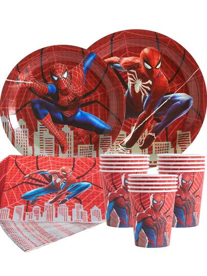 Disney Spider-Man Party Supplies, 7/9 Inch Disposable Paper Plates, Cups, Napkins, Party Decorations, Disposable Tableware, Party Decorations, Birthday Party, Celebration, Gift