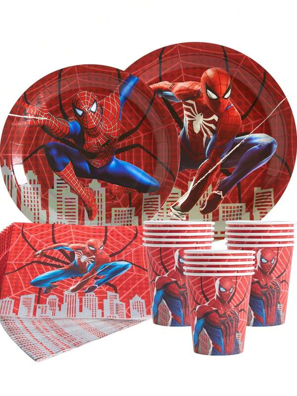Disney Spider-Man Party Supplies, 7/9 Inch Disposable Paper Plates, Cups, Napkins, Party Decorations, Disposable Tableware, Party Decorations, Birthday Party, Celebration, Gift