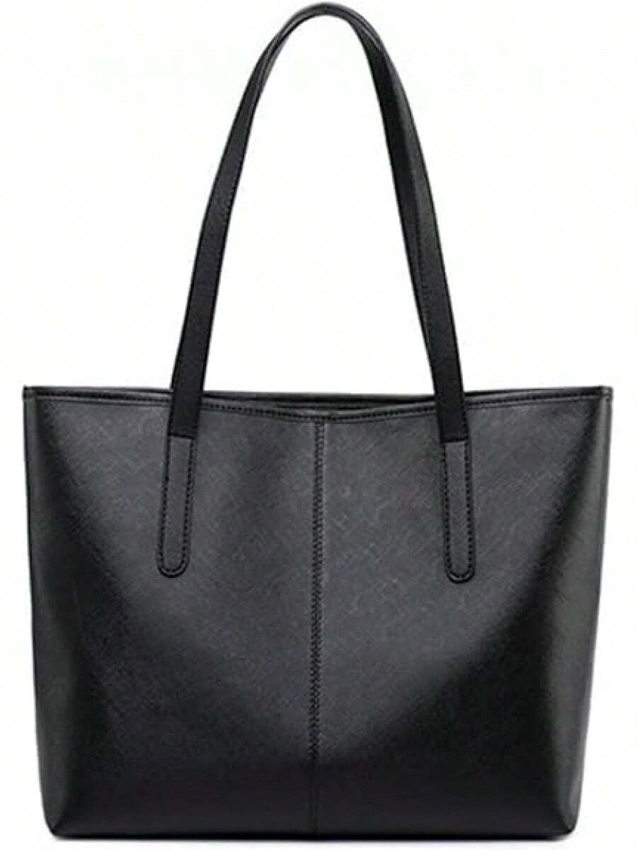 Bolsas de Tote para Mujer, Gran Capacidad PU Ocio Imitación De Cuero Bolso Con Cremallera, Crossbody Bolsos para Mujeres,Adecuado para el trabajo, citas, viajes, compras - Negro - Ver 1