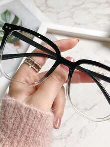 1pcs Square Frame Lens Frame Minimalist Fashion Decoration Glasses Computer Glasses Women Men. - 黑色 - 查看 2