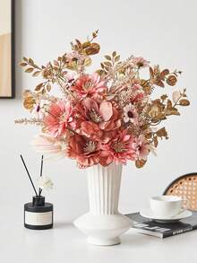 1 pièce Bouquet de fleurs artificielles Fausses fleurs d'anémone avec marguerite et eucalyptus, bouquet d'anémone au toucher réel pour vase, décoration de maison, hôtel, mariage, centre de table, cadeaux, anniversaire, remise de diplôme, décoration d'automne et de Noël
