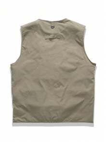 Men's Outdoor Multi-Pocket Utility Vest, Lightweight Breathable Tactical Gilet With Zipper Pockets, Large Storage Sleeveless Jacket For Fishing - Khaki - View 3