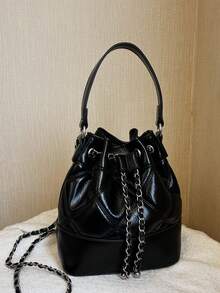 Women Bucket Bag With Chain Strap, Fashion Shoulder Bag Suitable For Shopping, Wallet, Purse, Young Women, College Students, Beginners, White-Collar. Very Suitable For Office, University, Work, Business, Commuting, Outdoor Activities, Travel And Picnic - Black - View 2