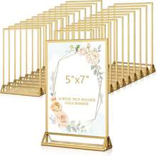 3/6/12 Pack Acrylic Gold Sign Holder, 4x6 Inch/5x7 Inch Tabletop Gold Picture Frames, Clear Double Sided Menu Holder, Wedding Table Numbers Picture Frames, Photo Displays For Events And Decor (Gold) - Gold-5x7 Inch - View 1