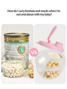 KUNT 1/2pcs Baby Portable Outdoor Milk Powder Box, Independent Single-Layer Three-Grid Rotatable Milk Powder Container, Large Capacity Milk Powder Storage Dry Box