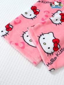SANRIO 女士加绒睡衣套装，加厚长袖圆领上衣和长裤，柔软舒适休闲家居服套装，秋冬款 - 粉色 - 查看 6