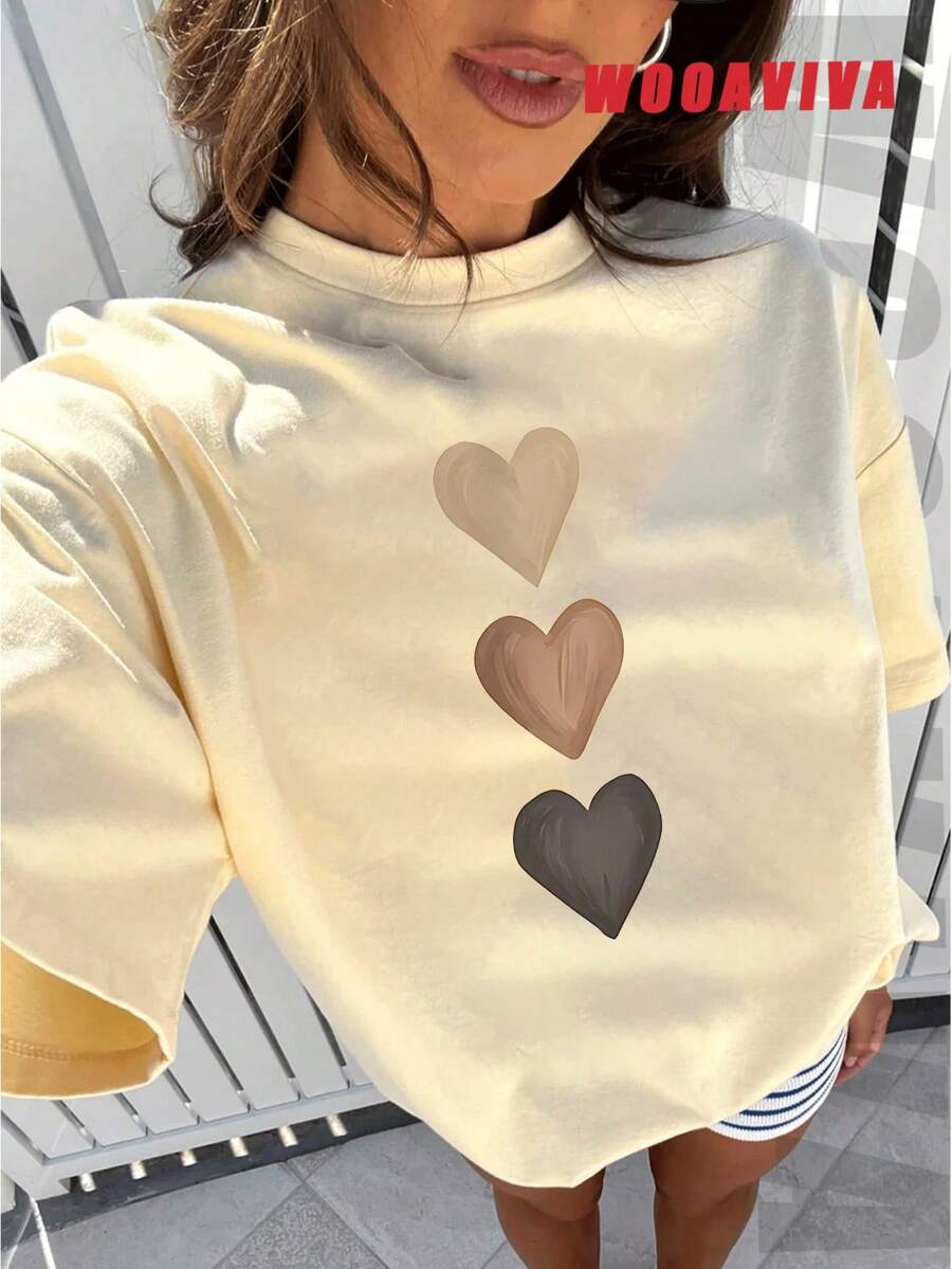 Women T-Shirts - 杏色 - 查看 1