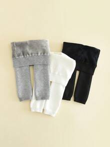 2 chiếc quần legging bó dày ấm áp và thoải mái cho trẻ mới biết đi, quần tất lót cho trẻ em vào mùa thu/đông - Nhiều màu - Xem 2