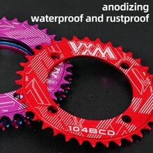104BCD Mountain Bike Single Chainring, 7075 Aluminum Alloy Closed Tooth Chainring, 32T/34T/36T/38T