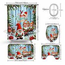 Bộ rèm tắm đa năng Giáng sinh 1/4 chiếc, tặng kèm 12 móc treo, tạo không khí lễ hội, thảm nhà tắm, thảm hình chữ U và thảm nhà vệ sinh tròn, phù hợp với mọi không gian phòng tắm Giáng sinh, trang trí phòng tắm - Nhiều màu - Xem 3