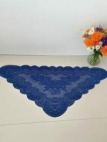 1pc 130cm*60cm Navy Blue Lace Trim, Decorative Fabric For Clothing, Lampshade, Tablecloth, Dress Hem