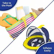 Deluxe Float with Adjustable Canopy - 6 - 24 Months - Swim Float with Splash Activity Center and - Fit Safety - NavyWhite - Flotador de lujo para bebés con dosel, azul marino - Ver 4