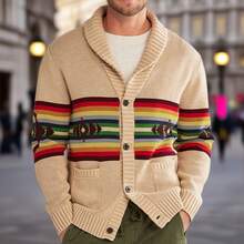 Men Sports Knit Tops - Khaki - View 2