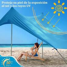 Toldos de Playa Porttiles, Canopy Sunshade con Sacos de, Toldo de Playa Resistente al Viento, FPS 50+ Fcil de Montar para Playa, Camping, Picnic, Piscina yPesca - Azul - Azul - Ver 3