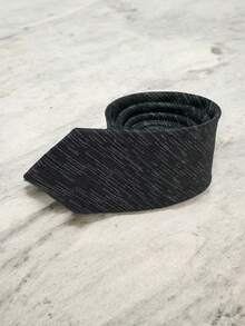 Luxury Men's Skinny Ties Polyester Silk Solid Polka Dot Striped Check Skinny Jacquard Groomsman Tie - 黑與白 - 查看 3