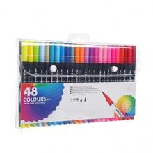 Kit 12/24/36/48/60/80/100/120 Cores Caneta 2 em 1 Brush Lettering e Ponta Fina Dual Pen Canetinha Colorir Desenho Moby - 80 núcleos - Visão 11