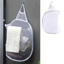 Foldable Hanging Laundry Basket - Collapsible Wall Mount Hamper Bag For Bathroom, Bedroom & Closet, Space Saving & Rental Friendly