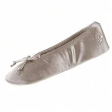 Isotoner Women's Satin Ballerina Slippers With Soft Tie Bow And Suede Sole - 沙坑 - 查看 1