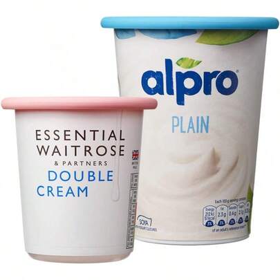 MOOPOPS - Pot Tops.2 Reusable Silicone Tops Specifically Designed To Fit Standard Yoghurt And Cream Pots.(Pastel)