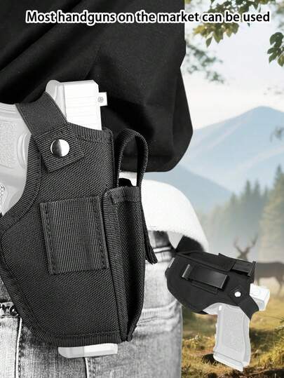 1pc Portable Outdoor Tactical Handgun Holster, Multi-Functional Nylon Universal Outdoor Tactical Concealed Gun Holster, Black