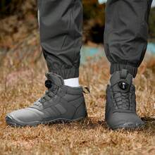 Botas cortas impermeables para hombres, botas de invierno de tacón bajo, zapatos de invierno negros de moda, botas de nieve cálidas, botines