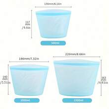 3pcs Reusable Silicone Food Storage Bags - Leak-Proof Airtight Containers For The Refrigerator And Freezer | 500ml, 1000ml, 1500ml | Perfect For Snacks, Fruits, And Vegetables. Multi-Purpose Sealed Silicone Food Storage Bags For Fruits And Vegetables In The Kitchen (White, Blue, And Pink) - Multicolor - View 9