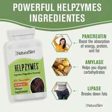 NaturalSlim Helpzymes, Enzyme Complex For Adults With Bromelain, Ox Bile, Pancreatin &Amp; Betaine HCL,100 Capsules, 2 Pack - Flavor NameC - 查看 4