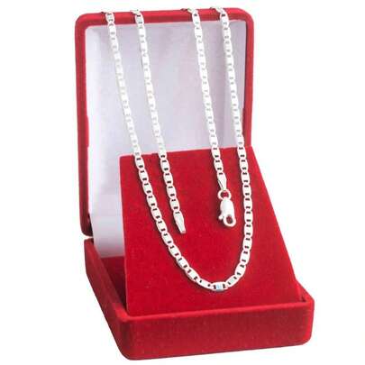 Corrente Masculina Prata 925 folheado Correntinha Fina Piastrini 2mm Colar Banhado 60cm/70cm/80cm