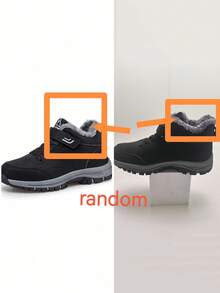 Giày bốt cổ thấp lót giữ nhiệt dành cho thanh thiếu niên/học sinh, bốt đi tuyết ngoài trời, bốt leo núi, giữ ấm, chống lạnh, chống mài mòn, chống trượt, khóa dán tiện lợi (Màu lớp lót lông không đối xứng, giao hàng ngẫu nhiên) - màu đen - Xem 9