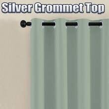 2 件装极简主义鼠尾草绿色遮光窗帘，黑色遮光涂层，100% 遮光，隔音，隔热，隐私保护，索环顶部，轻质涤纶面料，可水洗，适用于卧室、客厅、办公室、户外遮阳，100gsm - 薄荷綠 - 查看 8