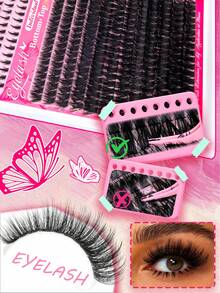 276/252 件独立睫毛簇 60D/80D D 卷曲 10-18 毫米 DIY 单根睫毛延长套装，超浓密、蓬松、自然、可重复使用，适合家庭使用、外出、日常生活、婚礼、约会、派对、音乐节和旅行 - 黑色 - 查看 7