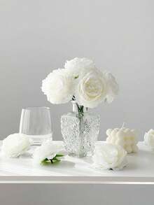 6/12/30pcs Artificial Peony Flower Wedding Party Decoration, Cake Decoration, Home Living Room Table Centerpiece, Fake Plants, Autumn Decoration, Room, Desk, Garden Decoration, Christmas Decoration, Room Decoration Supplies, Valentine's Day Gifts, Birthday Gifts, Graduation Gifts