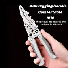 Alicates plegables multifuncionales para electricistas - Pelacables de acero de titanio, herramienta industrial de grado con funciones de engarzado, agarre, torsión, extracción de clavos y destornillador - Diseño compacto para un almacenamiento fácil