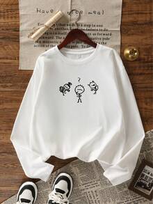 New Women's Long-Sleeved Pure Cotton T-Shirt. Sweat-Absorbent And Breathable, This Versatile Round-Neck Loose Top Is A Must-Have For Fall And Winter Basements. High-Quality Cotton Long Sleeves Are Your First Choice. - trắng - Xem 2