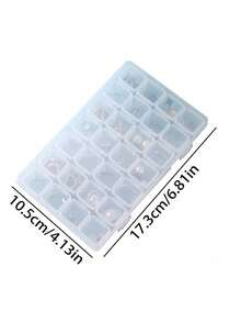 1 件 3 层透明塑料收纳盒、珠宝盒、首饰盒、储物柜、收纳盒、白色、复活节元素、可用于化妆品、珠宝、玩具、袜子等、带手柄多隔层元件盒电子零件螺丝配件工具分类网格防尘大容量发饰耳环项链珠子工艺用品盒、情人节礼物、圣诞节礼物返校