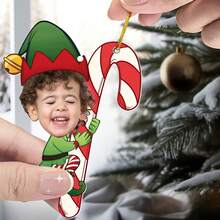 1 pieza Adorno de foto personalizado, decoración navideña personalizada, recuerdo de acrílico divertido, regalo navideño reflexivo para la familia, nuevas mamás, nuevos papás, adorno único para el árbol de Navidad - Multicolor - Ver 5