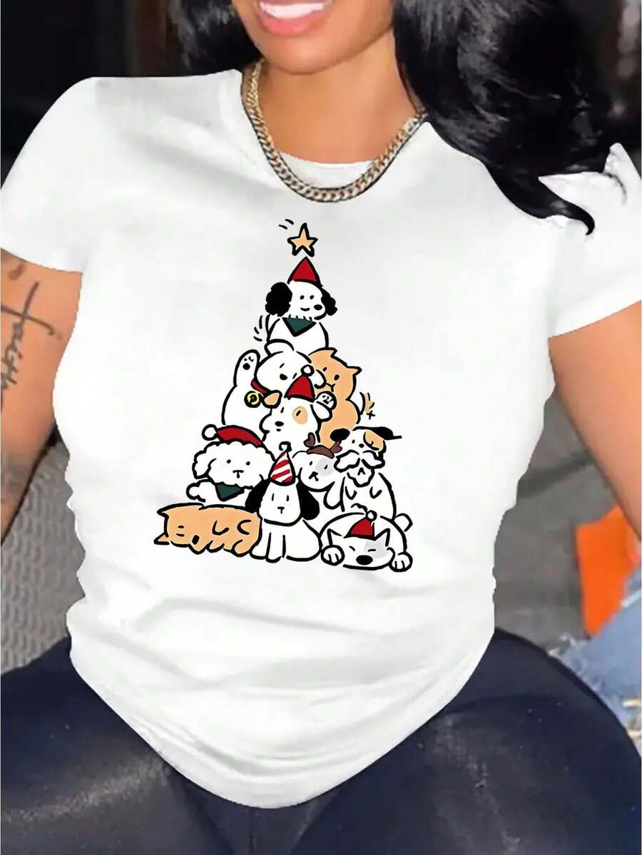 Happy New Year 2025! Women'S  Round-Neck Short-Sleeve T-Shirt with a Simple And Casual Sporty Design, Perfect for Comfortable Summer Wear During The Holidays.