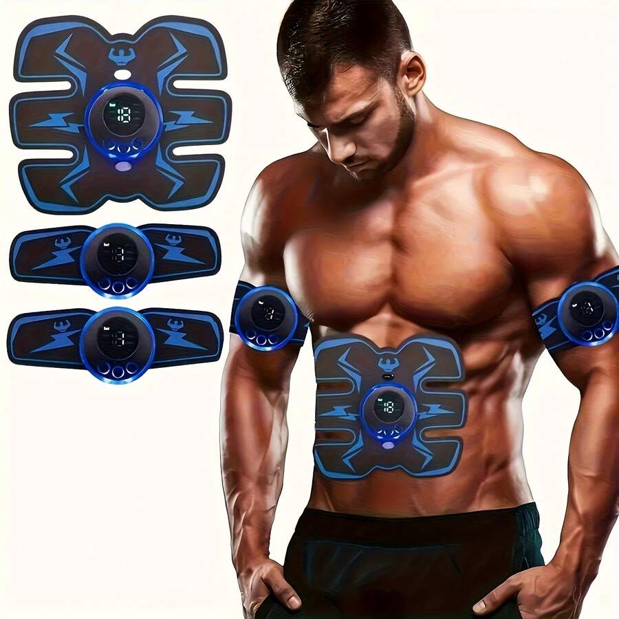 TAIMASI EMS Abdominal Muscle Trainer LCD Screen Muscle Stimulator Portable Muscle Trainer 10 Modes 20 Intensities For Men And Women, Muscle Training Device, Physical Device, Modern Fitness Gadget, Lightweight Trainer, Durable Construction, Sturdy Stimulator, Electrical Muscle Stimulation, Fitness Enthusiasts, Home Workout Lovers - Perfect For Christmas, New Year's, Valentine's Day, And Father's Day Gifts - 3pc腹肌貼 - 查看 1