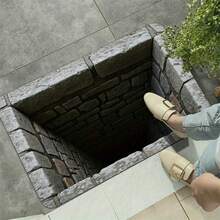 1pc 3D Visual Illusion Deep Pit Stone Pattern Door Mat, Rectangular Non-Slip Polyester Flannel Floor Mat, Low Hair Accumulation, Anti-Static, Suitable For Living Room, Bedroom, Bathroom, Kitchen, Laundry Room - Thickness 0.4inch, Fashionable And Personality Carpet