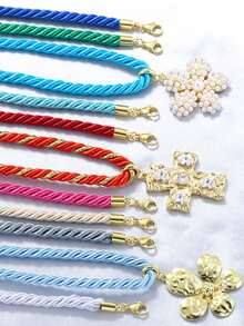 1pc Handmade Woven Necklace Chain, Basic Necklace Accessory Essential For Couples And Friends, DIY Craft - Multicolor - View 2