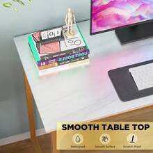 39" Home Office Gaming Desk | Modern Simple Style | Wood & Metal PC Desk | Spacious Surface For Work, Gaming & PC Setup - Gold - View 2