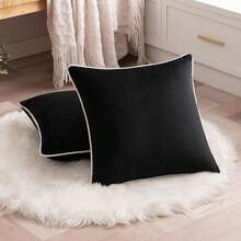 2pcs Plush Velvet With Rope Decorative Pillow Covers, Fashionable Minimalist Style For Living Room, Bedroom, Sofa Decor (Pillow Inserts Not Included) Gifts Birthday Graduation - Multicolor - View 14
