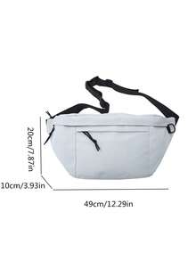 Casual Versatile Minimalist Large Capacity Adjustable Strap Zipper Shoulder Bag - Light Grey - View 5