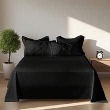 5/7pcs Modern Minimalist Bed Comforter Set, 100% Microfiber Soft Breathable Bedding Set, Comfortable And Durable, Include 1 Comforter+1 Flat Sheet+1 Fitted Sheet+1/2 Pillowcases+1/2 Pillowshams,All-Season, Bed In A Bag, Room Decor, Best Gift - Black-bZ74 - View 8