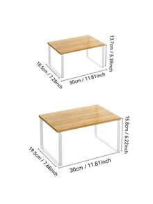 1个可堆叠橱柜收纳架，多功能木质桌面储物架，可扩展台面收纳架，厨房食品储藏架，橱柜上方浴室置物架，厨房台面及悬挂式收纳架，终极厨房收纳工具 - 节省空间的可扩展储物架，厨房收纳整理架，适用于厨房、卧室、餐厅和客厅 - 彩色 - 查看 2