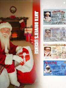 5 pièces Carte de vœux Père Noël, Permis de conduire perdu, Décoration de Noël, Permis de traîneau volant du Père Noël, Permis de conduire du traîneau du Père Noël, Carte de fête en plastique, Accessoires de décoration de Noël, Pas d'électricité requise Décorations de Noël Pyjamas de Noël Cadeaux de Noël Décoration de Noël