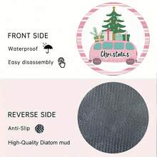 6 piezas/set o 420 piezas/70 sets Posavasos de goma suave redondos absorbentes de 10 cm/2 mm de grosor con estampado de árbol de Navidad y regalo en coche rosa, con parte inferior de goma, adecuados para tazas, decoración de mesa de cocina y comedor, decoración de cocina
