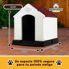 LEVEL HOME | Casa para Perro Grande con Dise?o Protector Sellado - Material PP Duradero | Piso Elevado y Techo Inclinado de Asfalto - 97cm x 110 cm x 99 cm - Rojo - Ver 6