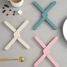 1pcs Silicone X-Shaped Folding Placemat Kitchen Creative Insulation Pad Thickened Silicone Pot Mat Coaster Anti-Scalding High Temperature Resistant Non-Slip